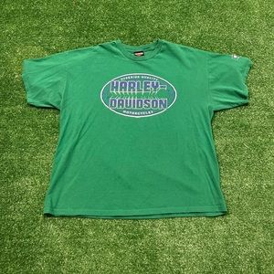 Harley Davidson Green Graphic T-Shirt
